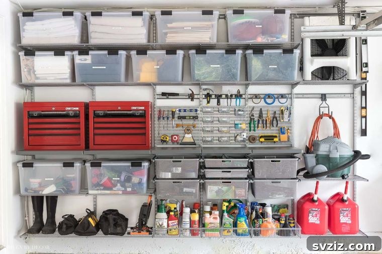Transform Your Garage: 21 Clever Shelving Solutions 13 storage bins and shelves