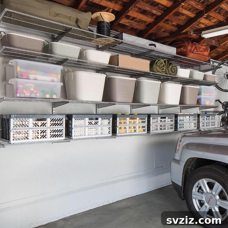 Transform Your Garage: 21 Clever Shelving Solutions 17 overhead wall storage