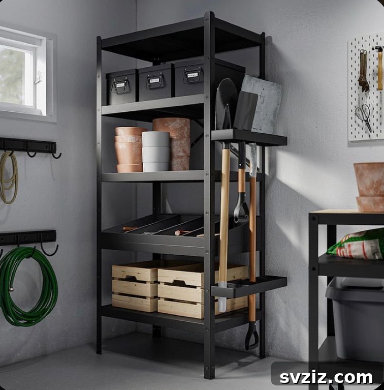 Transform Your Garage: 21 Clever Shelving Solutions 7 industrial gardener shelves