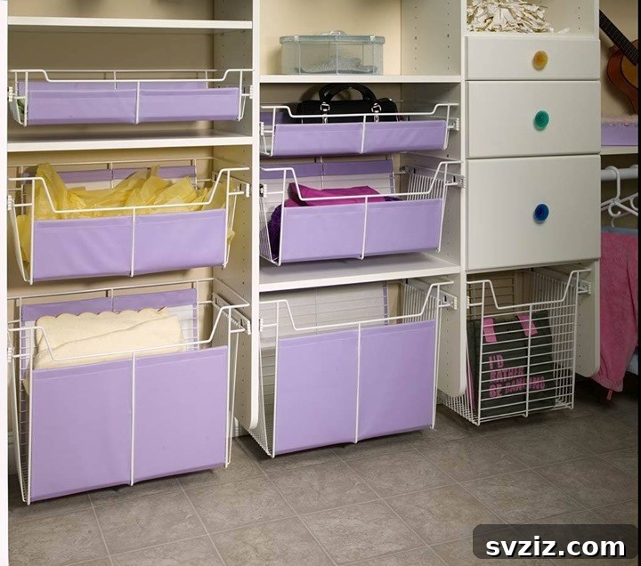 Transform Your Garage: 21 Clever Shelving Solutions 9 purple wire basket pantry