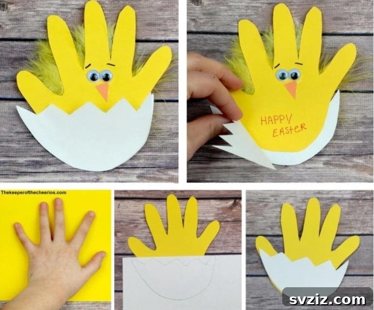 25 Egg-cellent Easter Crafts for Kids 4 Easter Chick Handprint Card
