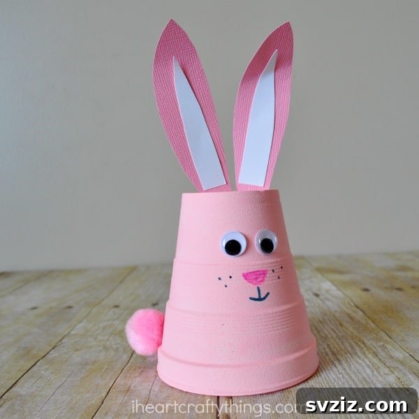 25 Egg-cellent Easter Crafts for Kids 8 Foam Cup Bunny