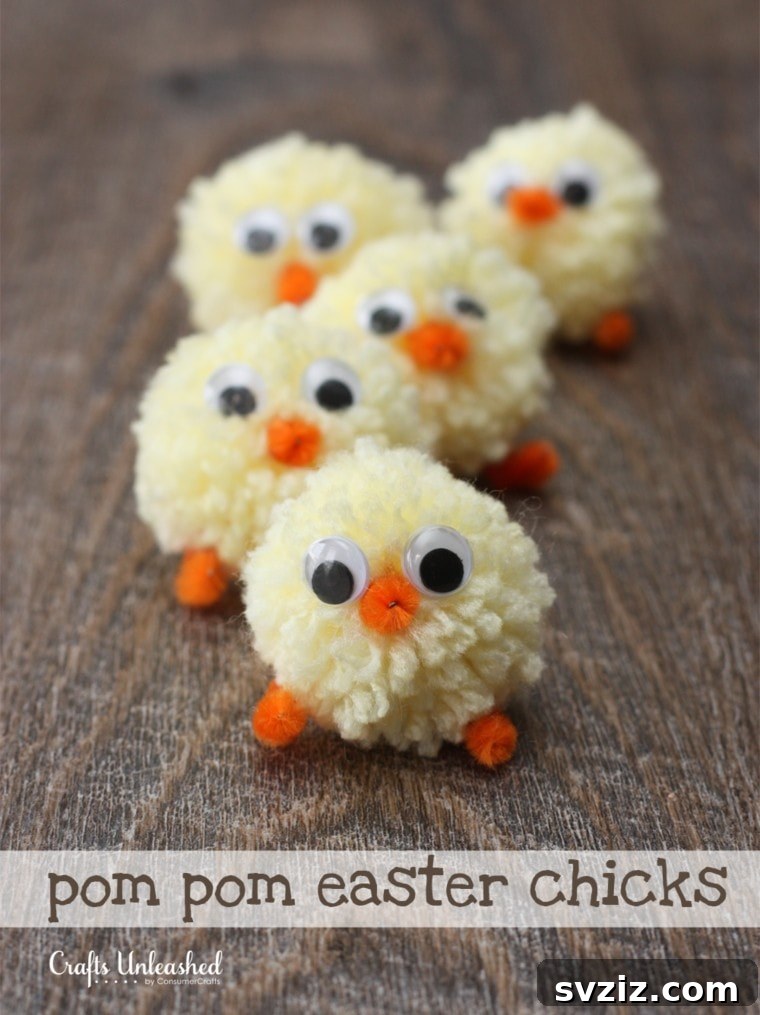 25 Egg-cellent Easter Crafts for Kids 9 Pom Pom Easter Chicks