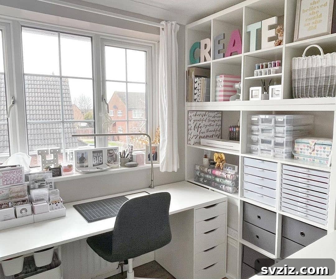Inspiring DIY Craft Desk Designs for Your Ideal Studio 5 white desk with drawers