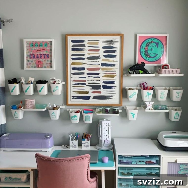 Inspiring DIY Craft Desk Designs for Your Ideal Studio 8 Craft Desk With Hanging Bin-Storage