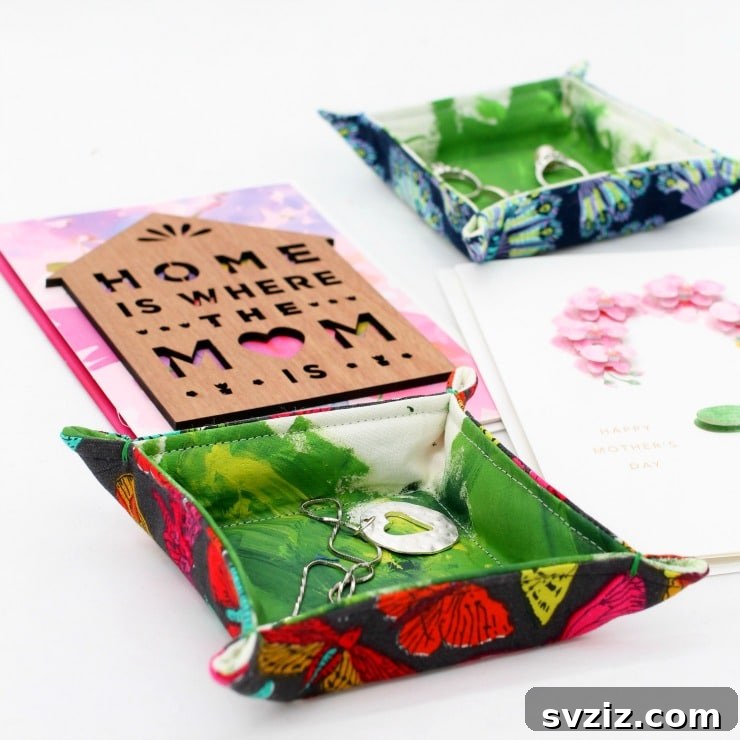 Stylish DIY Fabric Trays for organization and decorative purposes.