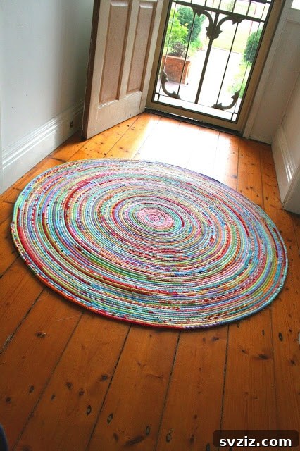 Handmade Fabric Rug created from upcycled fabric scraps, adding character to a room.