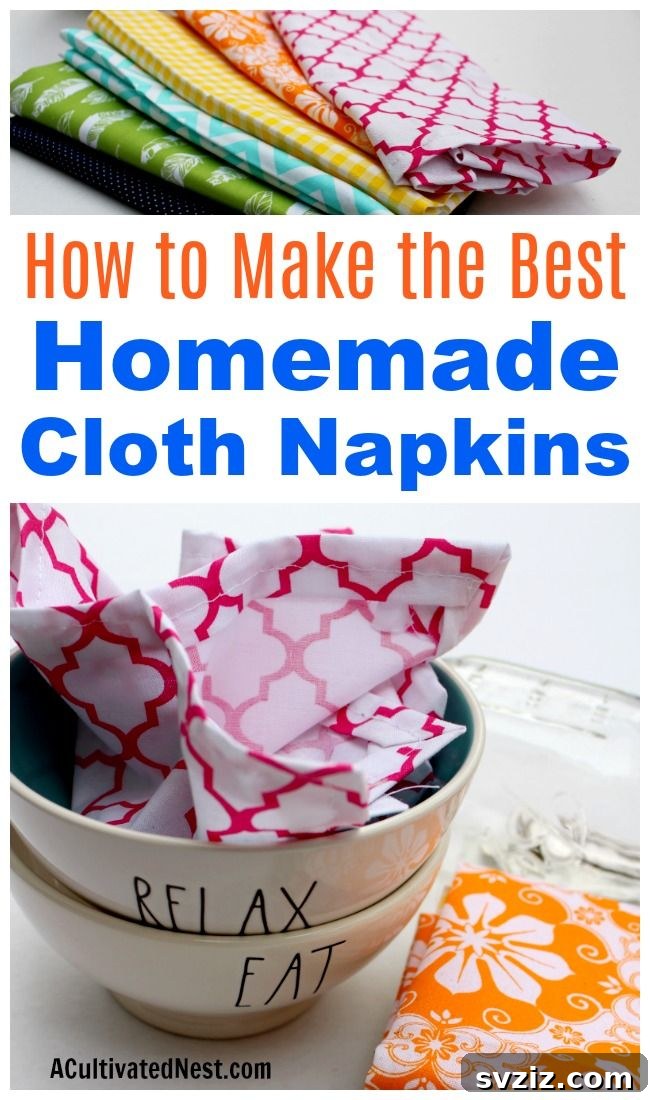 Elegant Homemade Cloth Napkins created from fabric remnants, a sustainable choice.