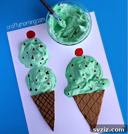 Puffy Paint Ice Cream Cone Craft