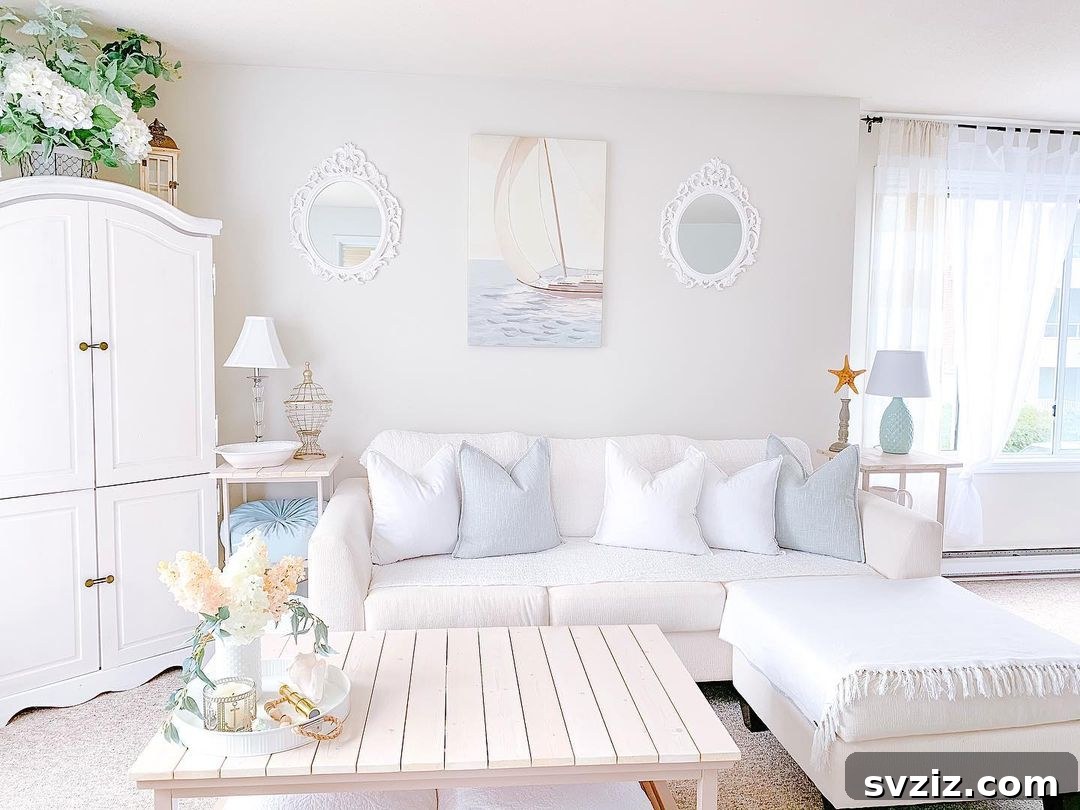 light sea themed living room