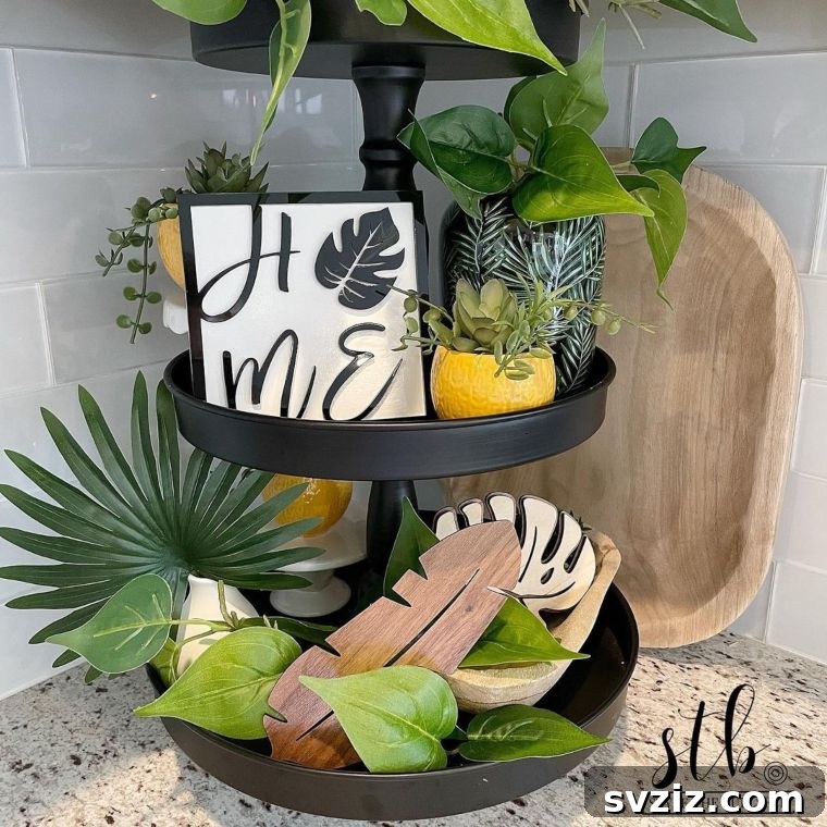 Tropical-Themed Three-Tier Display