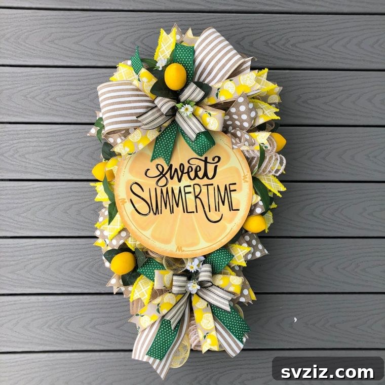 Summer Door Magic: 27 DIY Wreath Creations 13 Vibrant Summertime Sweet Lime Wreath with bows