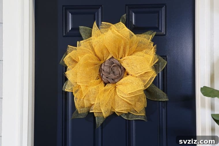 Summer Door Magic: 27 DIY Wreath Creations 16 Layered Burlap Mesh Sunflower Wreath
