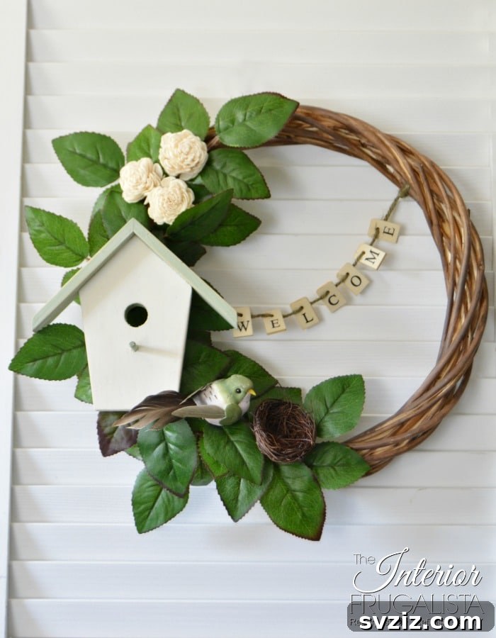 Summer Door Magic: 27 DIY Wreath Creations 20 Welcoming Birdhouse Wreath with decorative elements