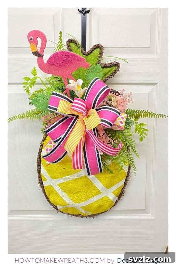 Summer Door Magic: 27 DIY Wreath Creations 3 DIY Pineapple Door Hanger for summer decor