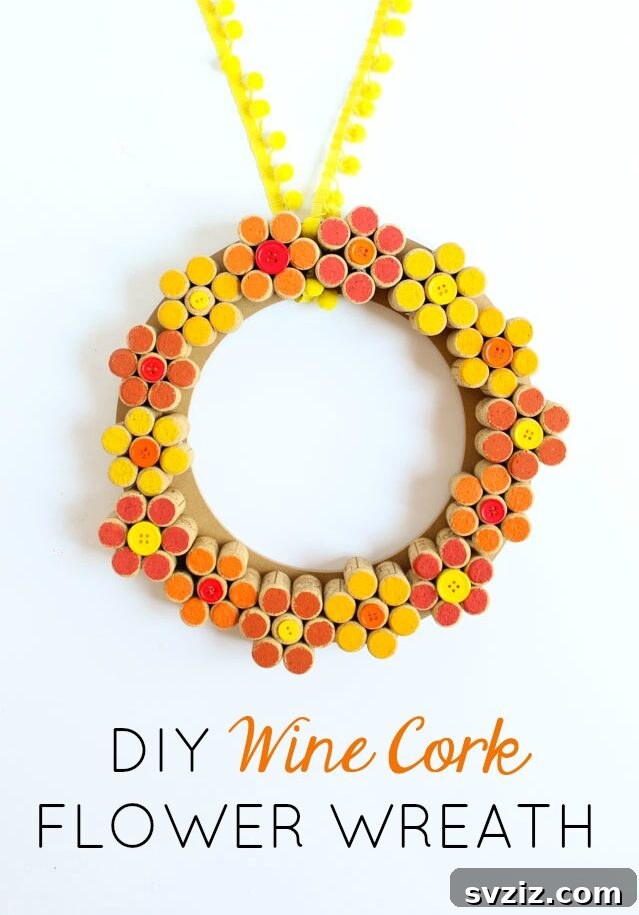 Summer Door Magic: 27 DIY Wreath Creations 22 Colorful Wine Cork Flower Wreath