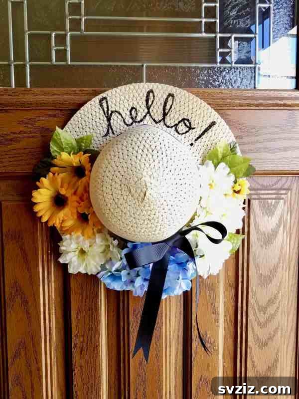 Summer Door Magic: 27 DIY Wreath Creations 23 Creative Dollar Tree Sun Hat Wreath