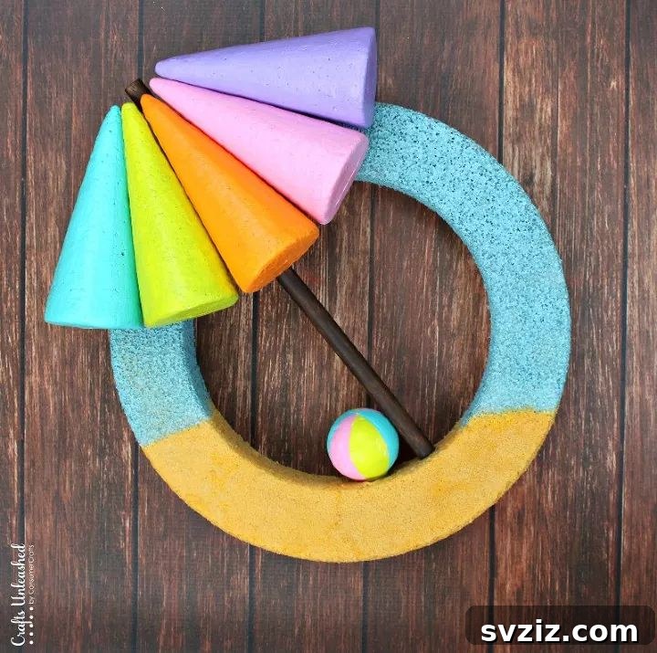 Summer Door Magic: 27 DIY Wreath Creations 24 Beach-themed Summer Wreath with foam cones