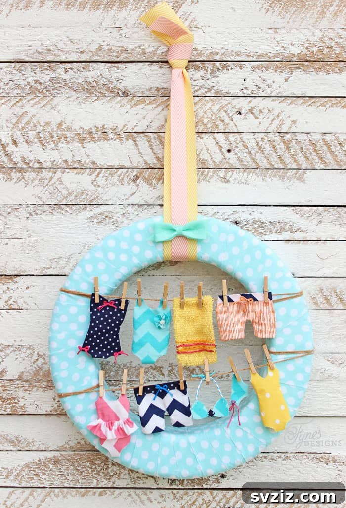 Summer Door Magic: 27 DIY Wreath Creations 10 Creative Summer Wreath with miniature swimsuits