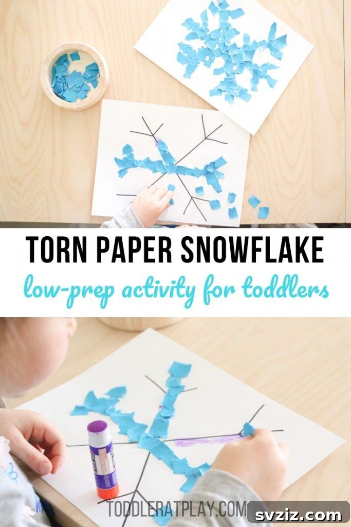 31 Fun Toddler Crafts They'll Adore 14 Torn paper snowflake craft for fine motor practice