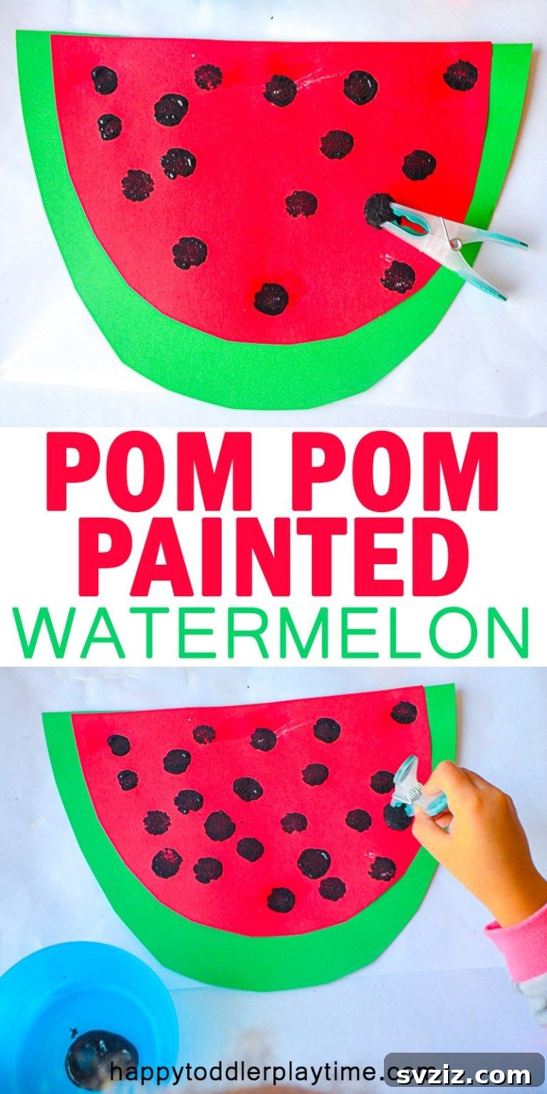 31 Fun Toddler Crafts They'll Adore 22 Fun pom-pom painted watermelon craft for toddlers