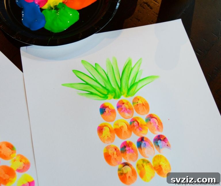 31 Fun Toddler Crafts They'll Adore 27 Simple pineapple finger painting craft for toddlers