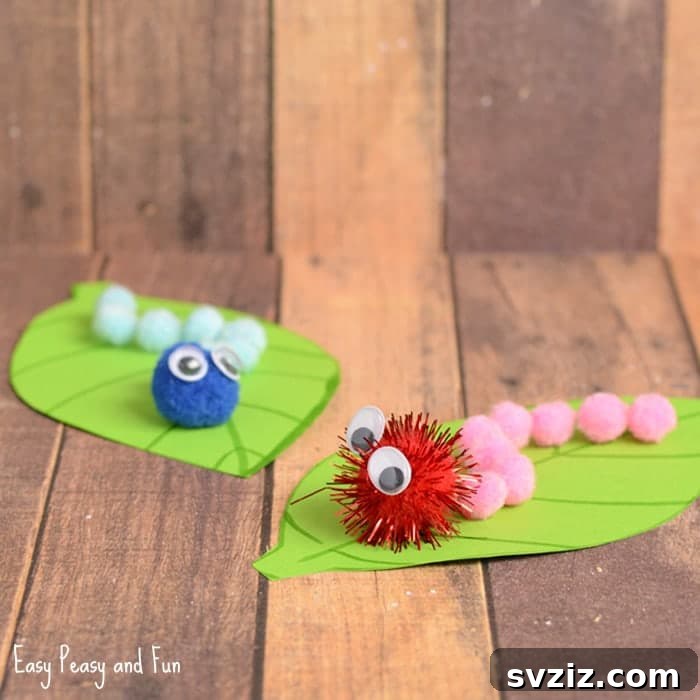 31 Fun Toddler Crafts They'll Adore 29 Pom pom caterpillars for fine motor and sensory play