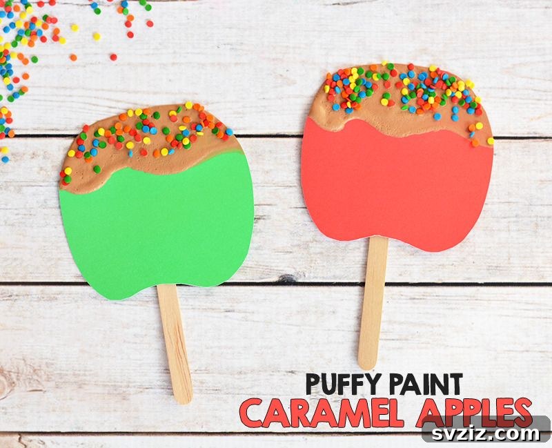 31 Fun Toddler Crafts They'll Adore 30 Sensory puffy painted caramel apple craft for kids