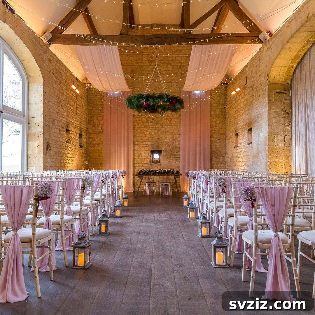 pink chair decor and lanterns