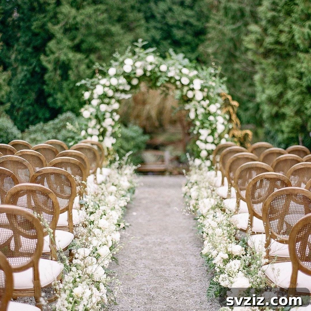 white roses in aisle