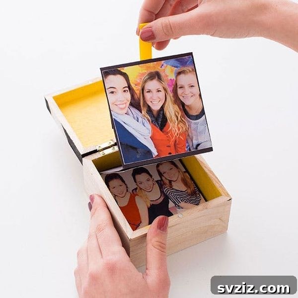 Pop-Up Photo Box revealing layered images