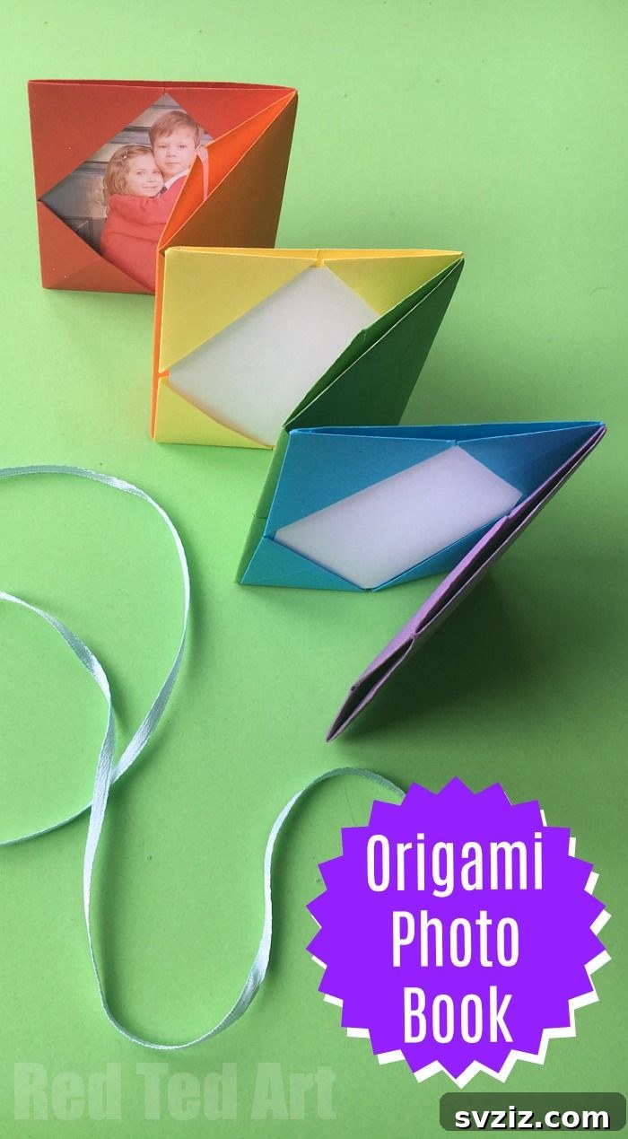 Mini Origami Photo Album showing folded pages