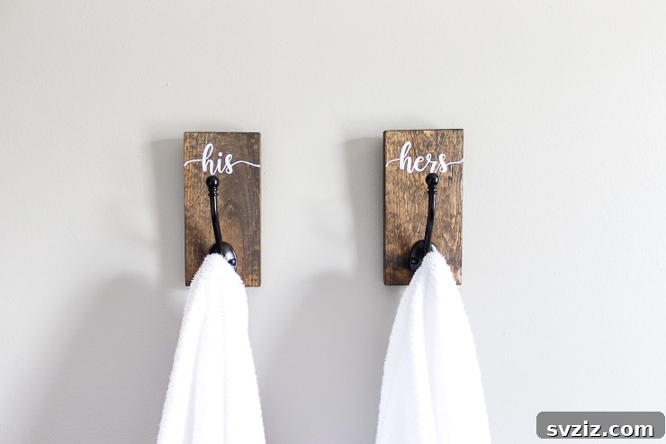 Crafted Wedding Gifts: High-End Style, Wallet-Friendly Price 30 Functional DIY His and Hers Towel Hooks, a practical and personalized bathroom accessory
