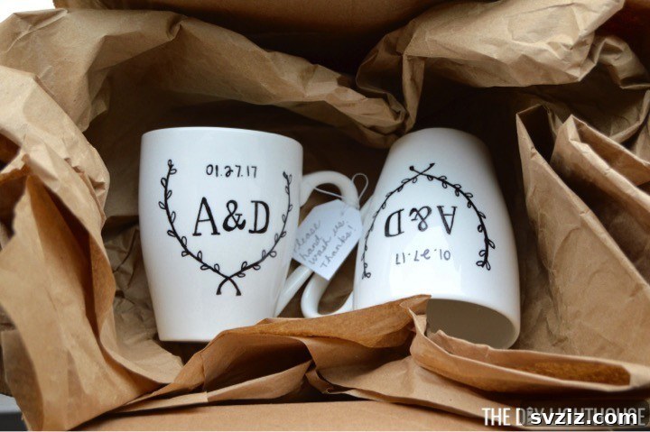 Crafted Wedding Gifts: High-End Style, Wallet-Friendly Price 34 Custom DIY Sharpie Wedding Mugs, a creative and personalized gift idea