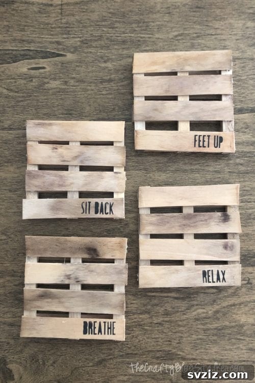Crafted Wedding Gifts: High-End Style, Wallet-Friendly Price 8 Rustic Wood Pallet Coasters, a charming handmade gift for couples