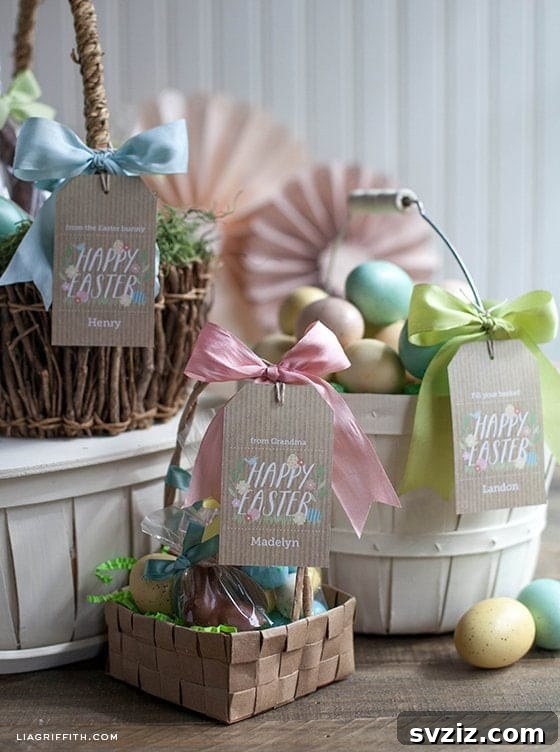 20 Unique Easter Basket Inspirations 9 Easter Basket with Printable Tags