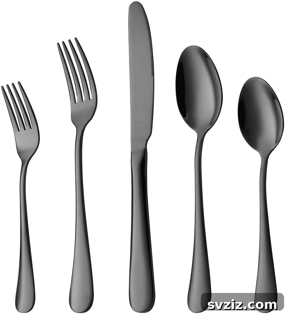 Modern Black Stainless Steel Silverware Set