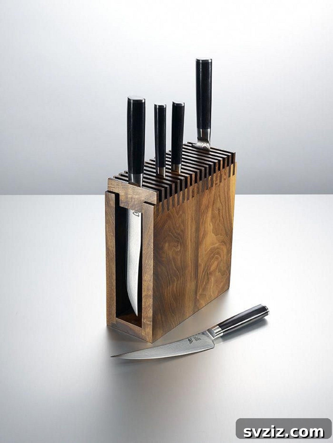 Elegant Oak Knife Block Display