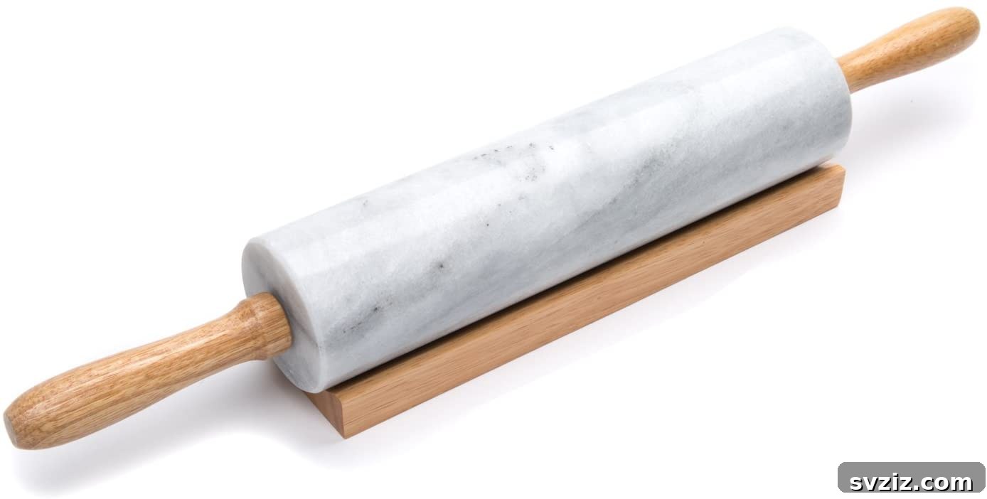 Elegant Marble Rolling Pin with Cradle