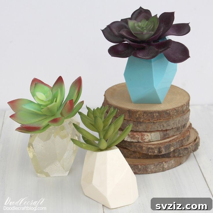 37 Brilliant Resin Projects You'll Be Obsessed With 19 Resin Cast Geometric Succulent Planters