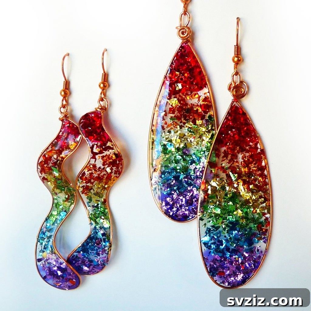 37 Brilliant Resin Projects You'll Be Obsessed With 29 Rainbow Resin Glitter Earrings