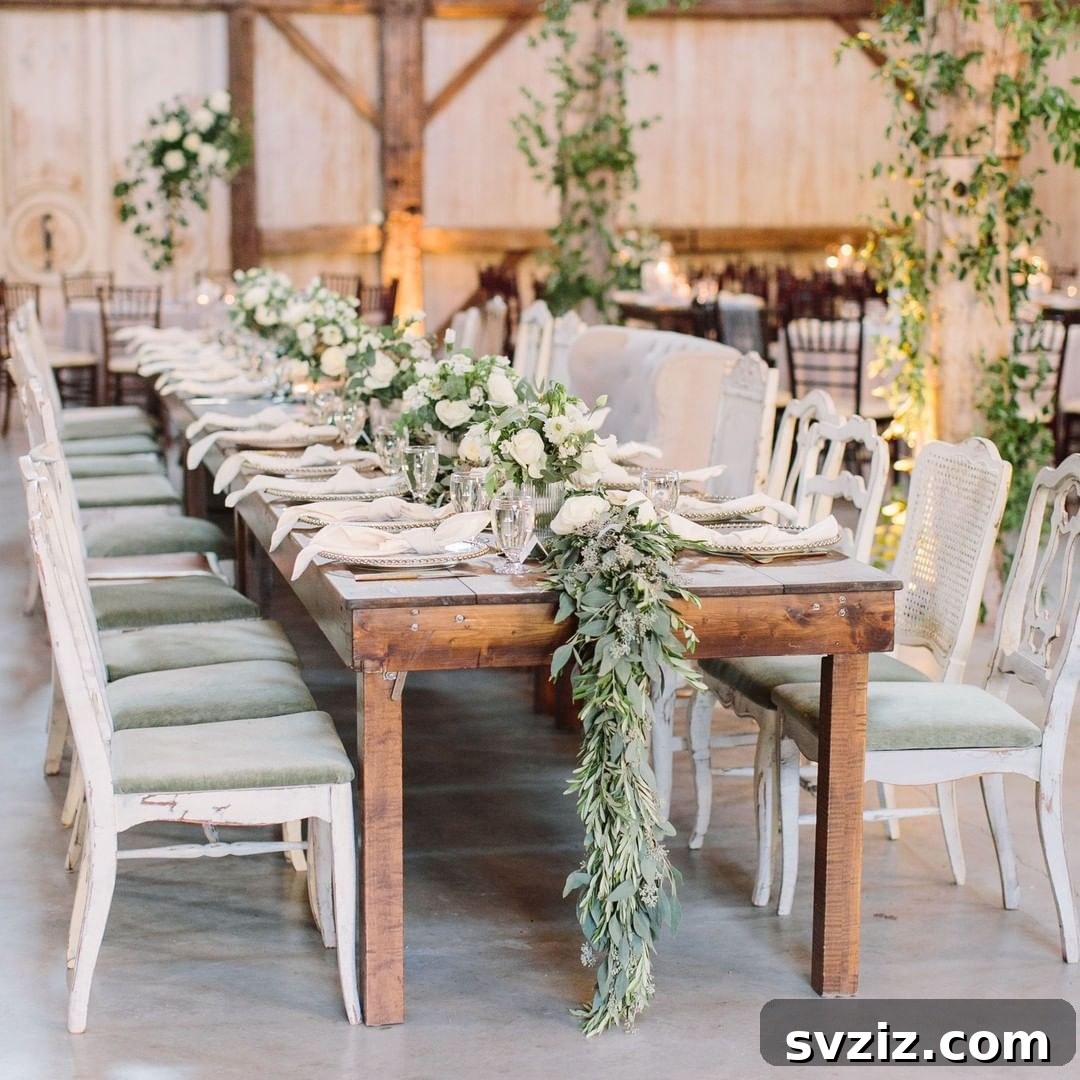 31 Next-Level Wedding Reception Ideas 20 Lush green wedding reception decor with white roses