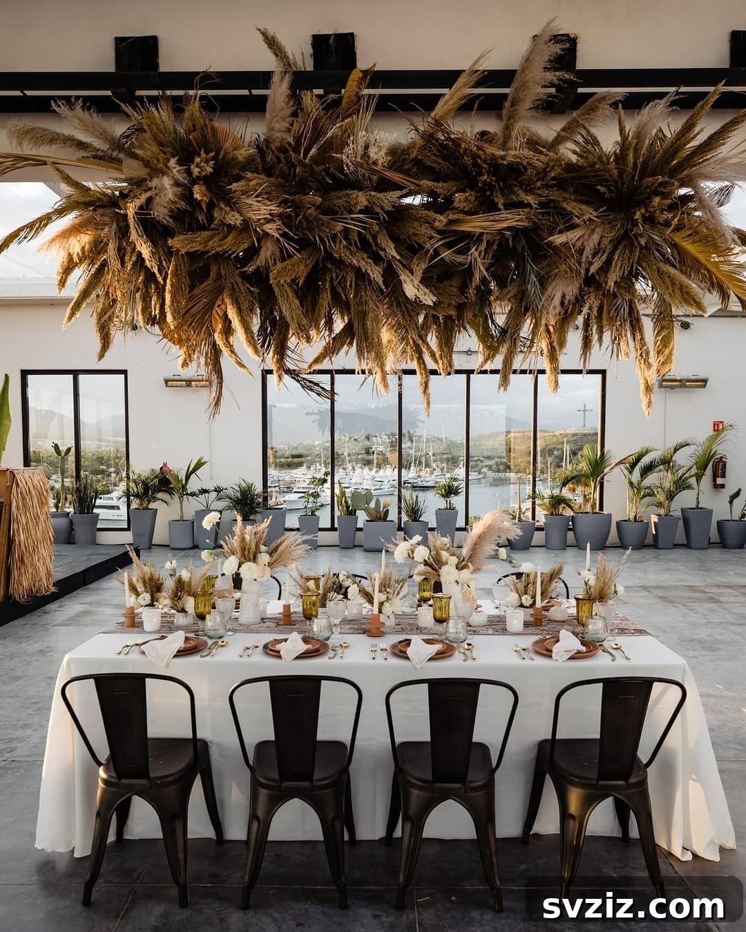 31 Next-Level Wedding Reception Ideas 10 Dried grass decor at rustic wedding reception